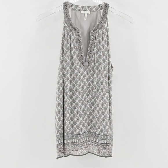Joie Tops - Joie Womens Astor Silk Sleeveless Top Size S Beaded Embroidered Gray Boho‎ Tunic